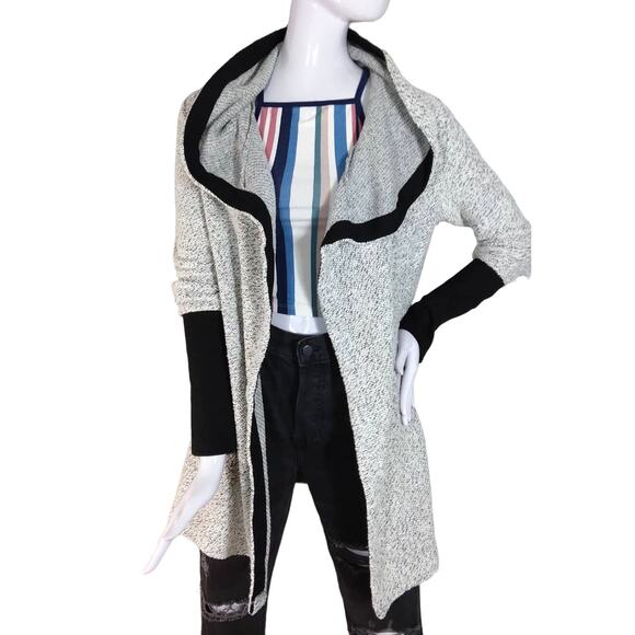 BNCI Gray Marled Cardigan Black Trim and Cuffs size Small - Picture 1 of 6